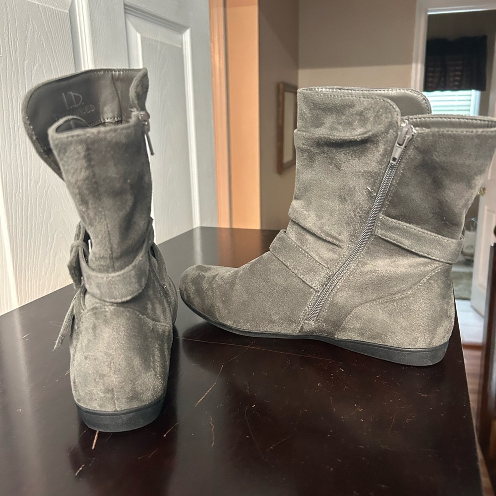 Gray Suede Ankle Boots
